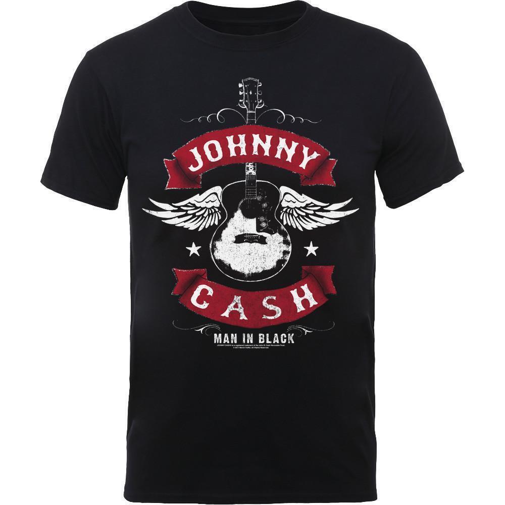 Johnny Cash Unisex T Shirt Winged Guitar